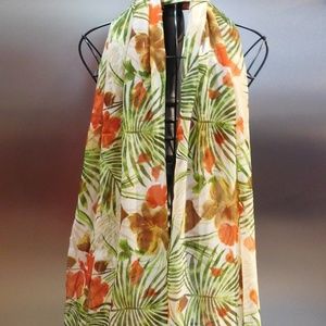 Fall Colors Fern and Floral Rectangular Long Scarf